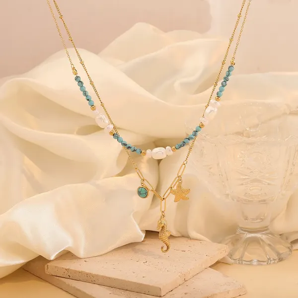 Gold_Hippocampus_Dual_Layer_Necklace_For_Women